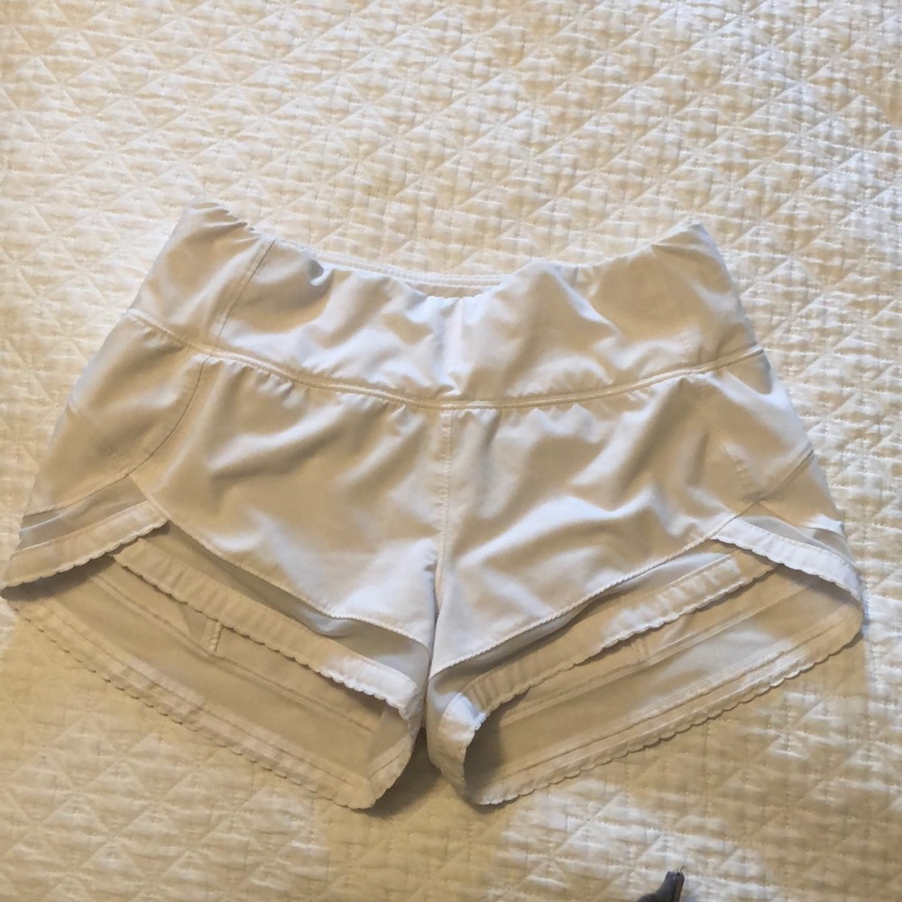 Lululemon white shorts with lace detailing